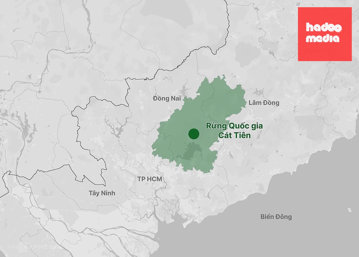 Vị trí Vườn quốc gia Cát Tiên. Đồ họa: Hoàng Khánh