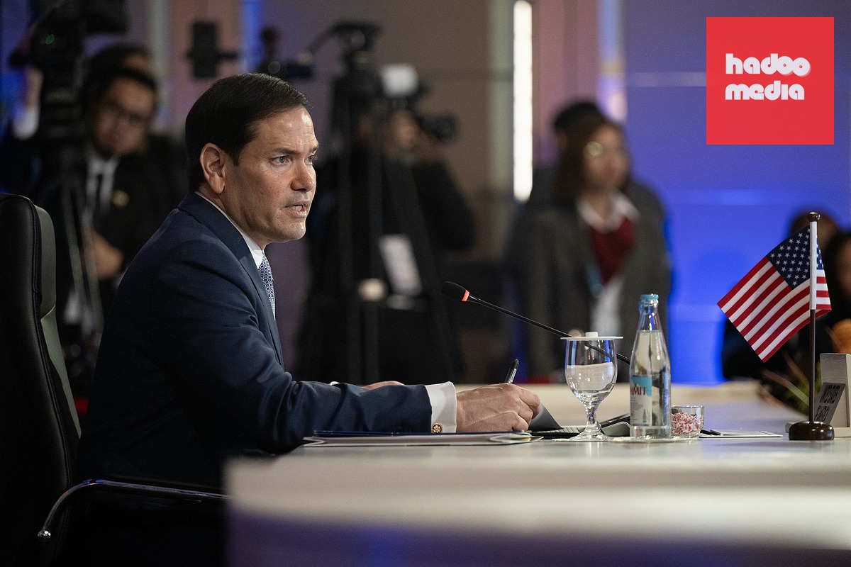 Ngoại trưởng Mỹ Marco Rubio phát biểu tại Hội nghị Bộ trưởng Ngoại giao ASEAN - Mỹ ngày 22-7 ở Philippines - Ảnh: AFP