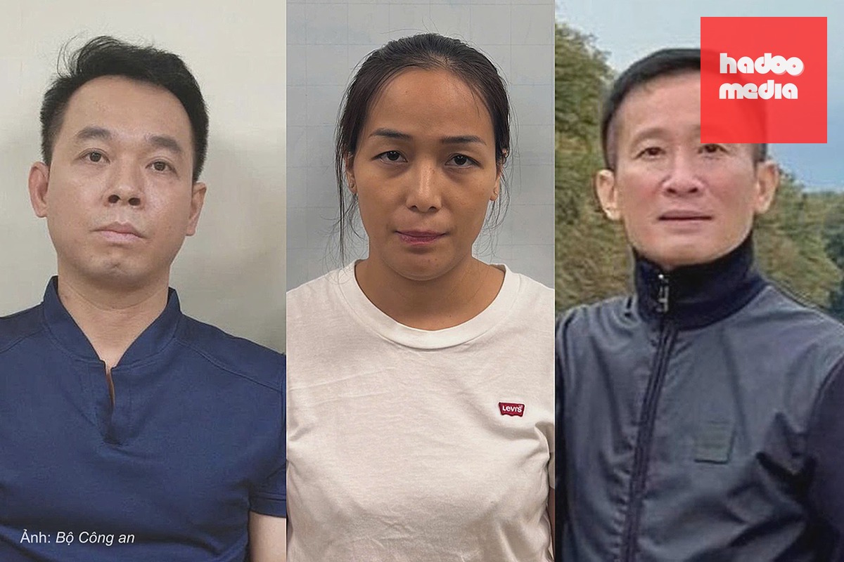 Bị can Phương, Hạnh, Nam (từ trái qua phải). Ảnh: Bộ Công an