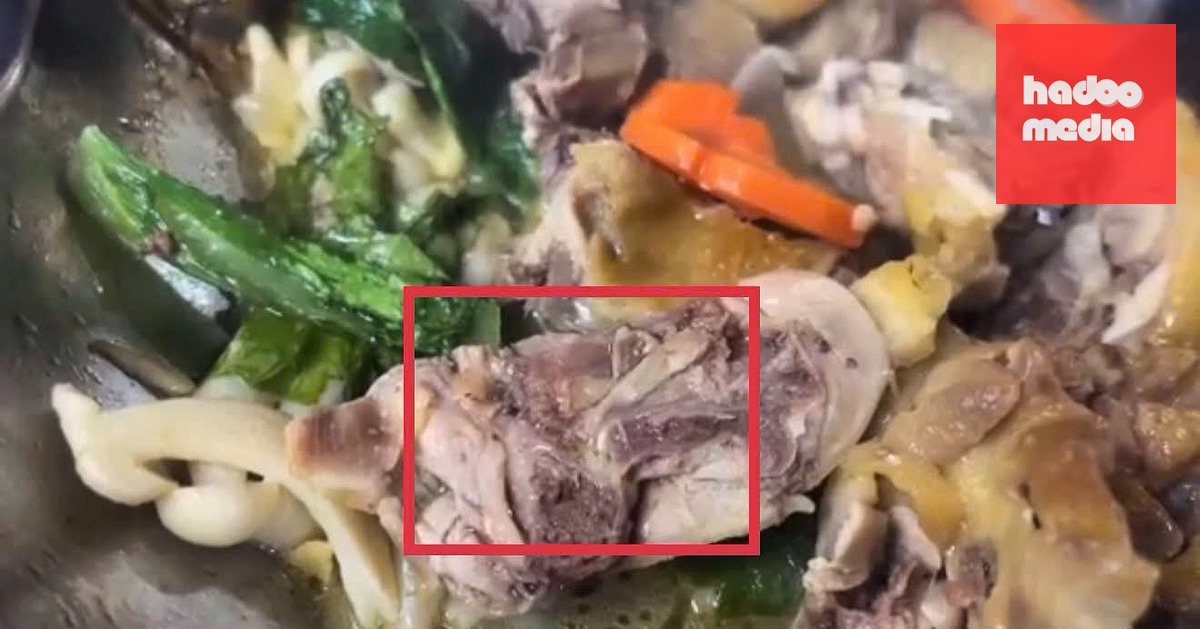 Hình ảnh món gà bị thực khách phản ánh có giòi lan truyền trên mạng xã hội - Ảnh cắt từ clip