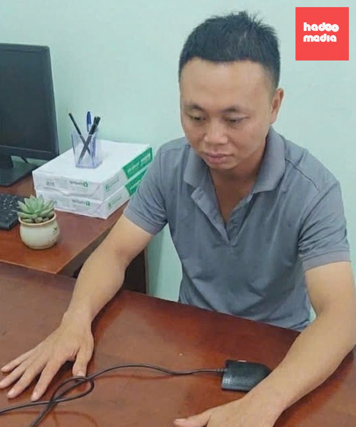 Nguyễn Hữu Nam tại cơ quan điều tra. Ảnh: Công an tỉnh Gia Lai