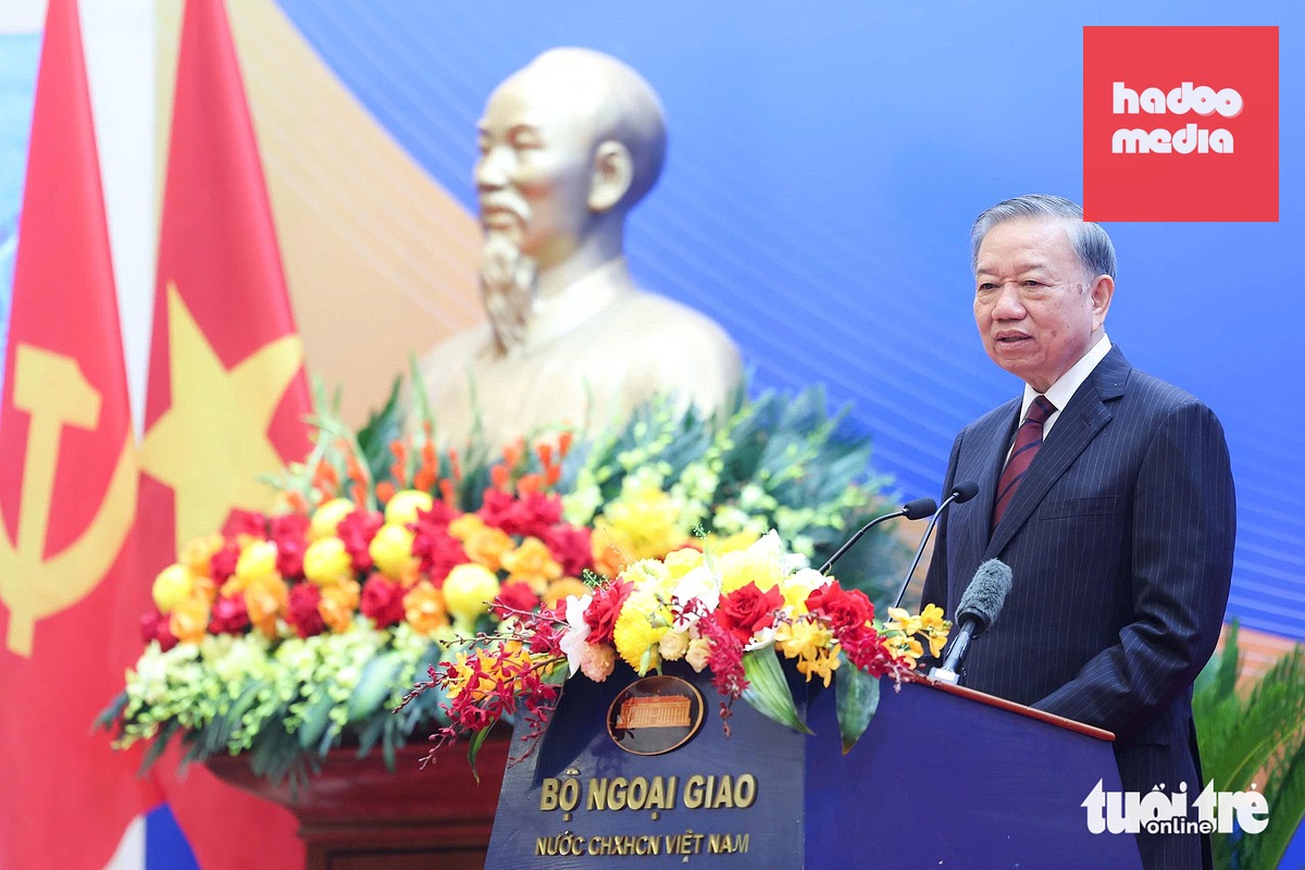 Tổng Bí thư, Chủ tịch nước Tô Lâm phát biểu chỉ đạo tại Hội nghị Ngoại giao lần thứ 33 ngày 1-8 - Ảnh: NGUYỄN KHÁNH