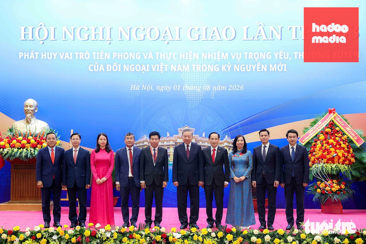 Tổng Bí thư, Chủ tịch nước Tô Lâm cùng các lãnh đạo Bộ Ngoại giao tại Hội nghị Ngoại giao lần thứ 33 - Ảnh: NGUYỄN KHÁNH