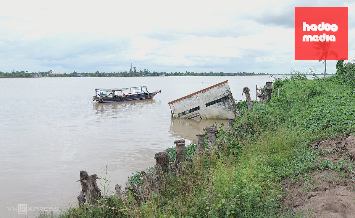 Cồn Thanh Long ở miền Tây thu hẹp do sạt lở nghiêm trọng