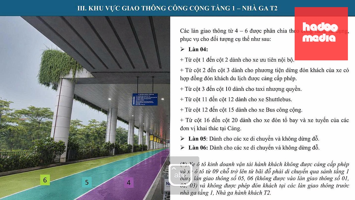 Phương án phân luồng giao thông tại nhà ga T2 (tầng 1)
