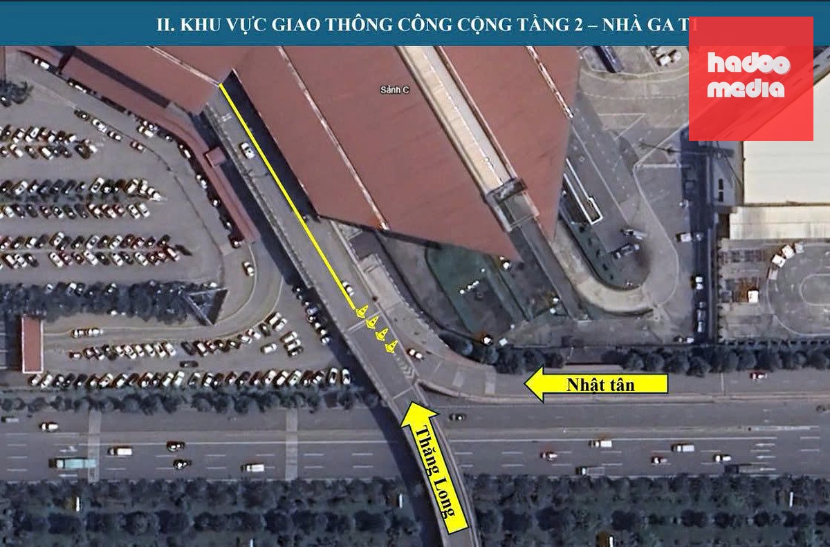 Hường từ cầu Nhật Tân và Thăng Long vào nhà ga T1