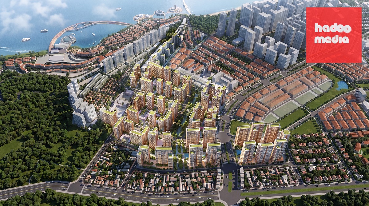 Phối cảnh dự án nhà ở xã hội và hạ tầng đô thị Khu đô thị An Thới (đặc khu Phú Quốc, tỉnh An Giang) - Ảnh: CHÍ CÔNG chụp lại