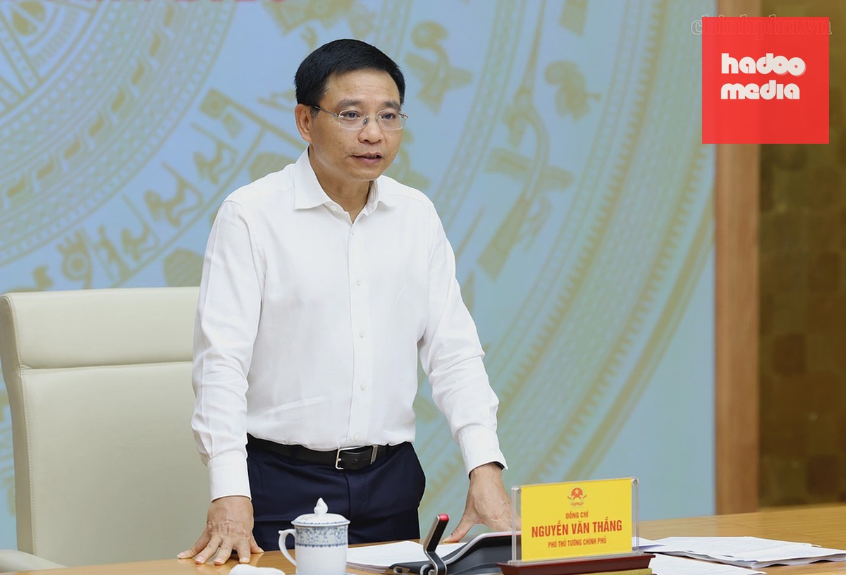 Phó thủ tướng Nguyễn Văn Thắng phát biểu tại buổi làm việc, ngày 8/8. Ảnh: VGP