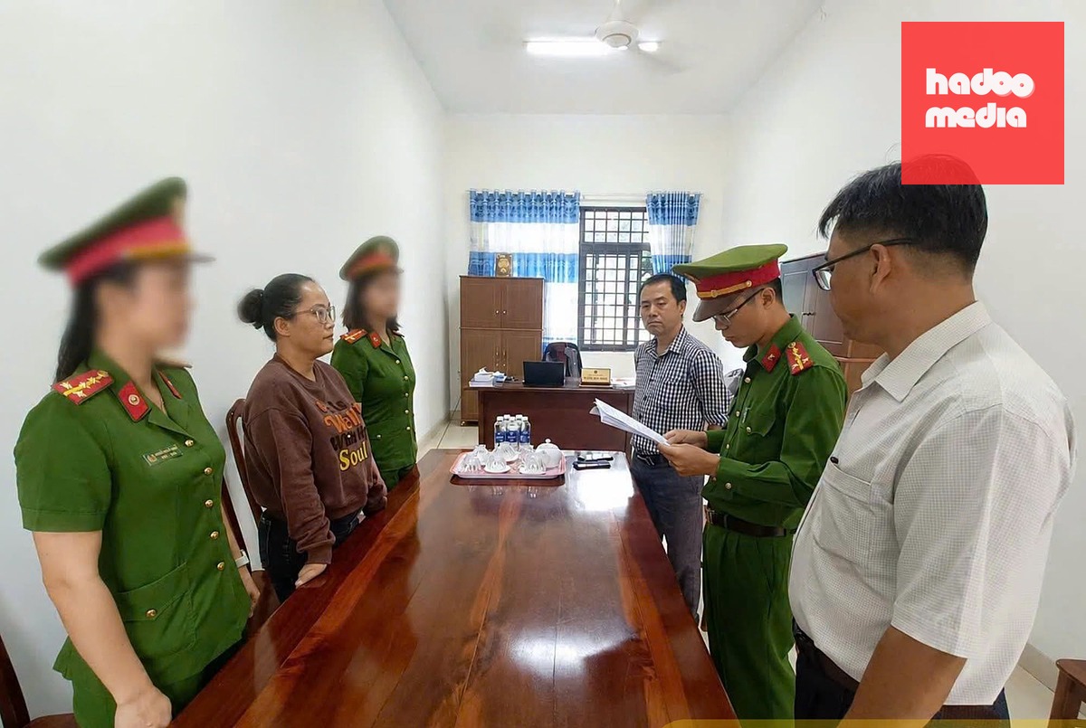 Cơ quan cảnh sát điều tra Công an tỉnh Quảng Ngãi đã khởi tố bị can, bắt tạm giam Nguyễn Thị Hằng để điều tra về hành vi lừa đảo chiếm đoạt tài sản - Ảnh: Công an Quảng Ngãi