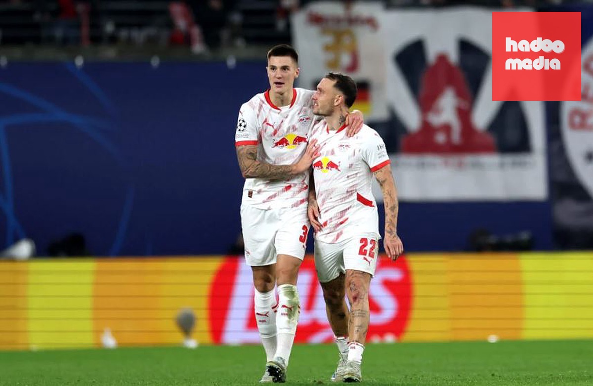 Sesko và David Raum ngày còn ở RB Leipzig. Ảnh: Getty Images.