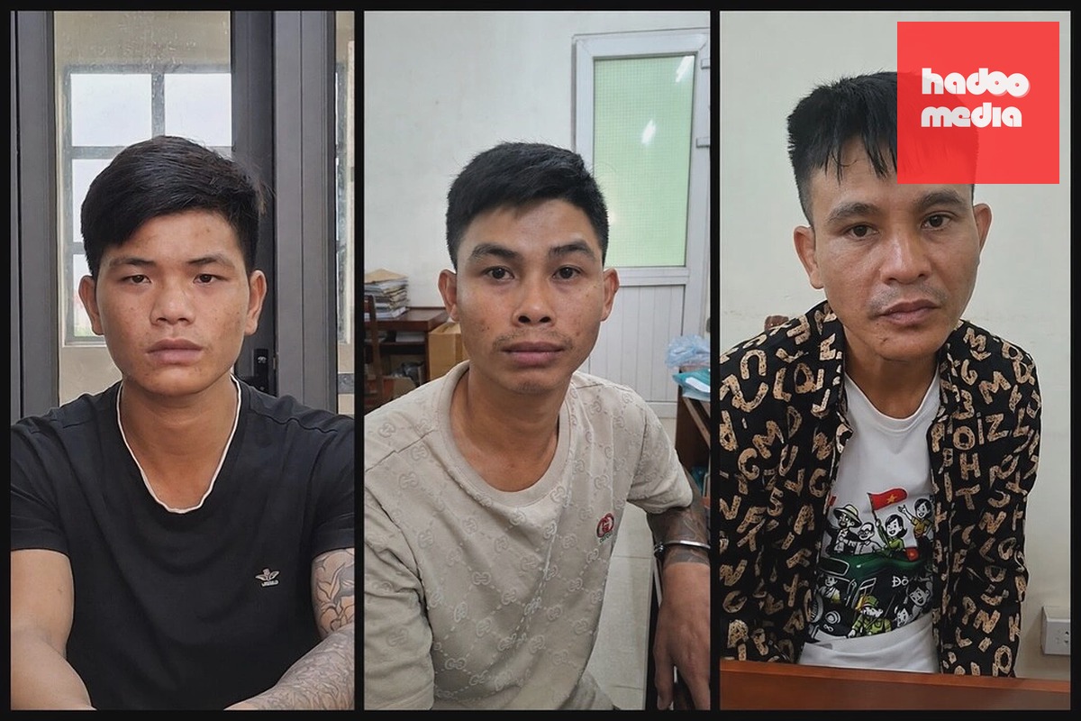 Lường Văn Hưng, Đỗ Duy Đức và Nguyễn Văn Cương tại Cơ quan điều tra. Ảnh: CACC