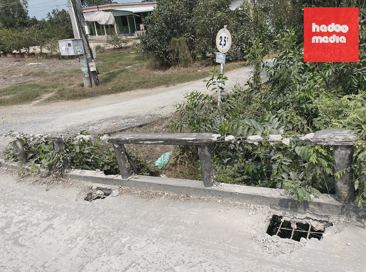 Cầu bê tông cũ ở xã Nhơn Hòa Lập đã xuống cấp sau hơn 15 năm. Ảnh: Lê Văn Nhãn