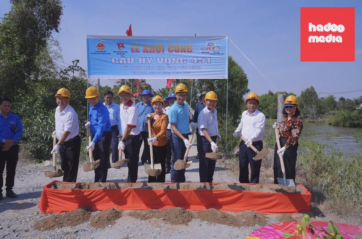 Lễ khởi công Cầu Hy vọng 451 tại xã Nhơn Hòa Lập và xã Bình Thành, tỉnh Tây Ninh vào tháng 4/2026. Ảnh: Tiến Danh