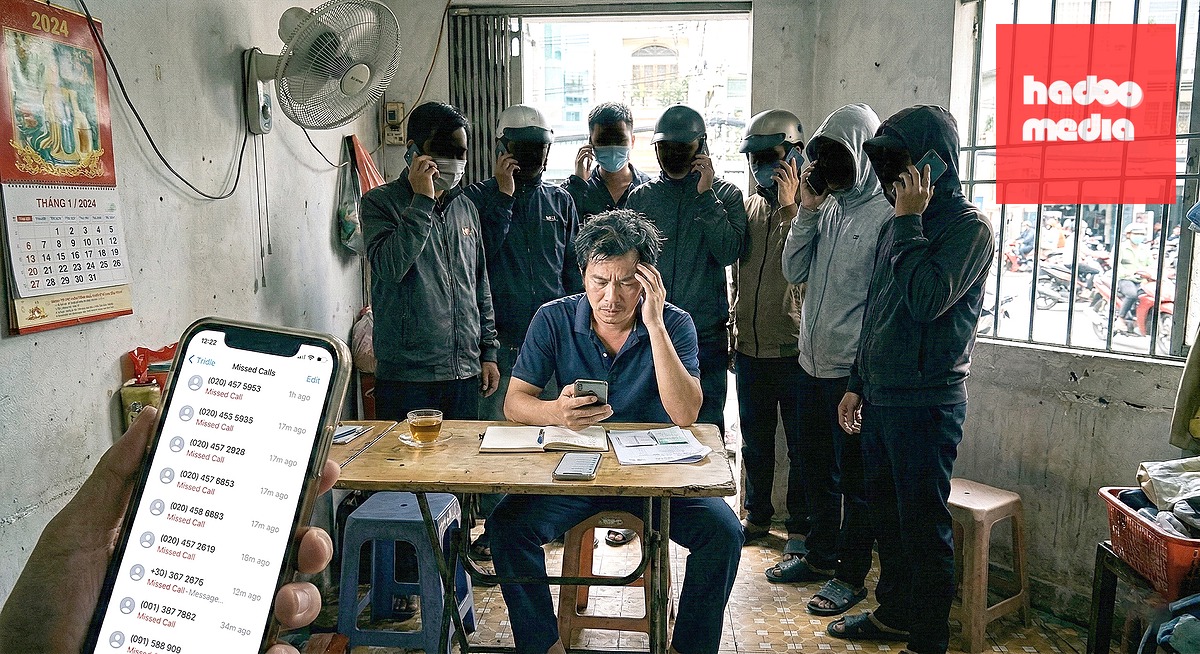 Đòi nợ khủng bố - Ảnh: AI thực hiện
