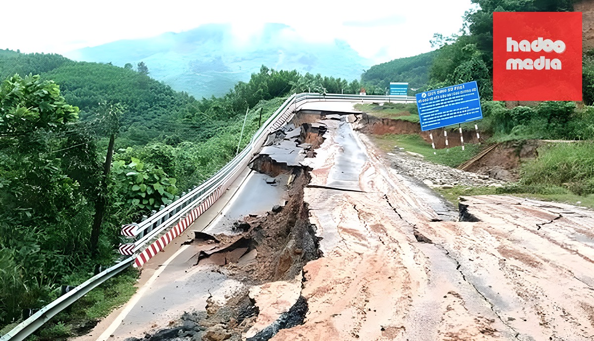 Sạt lở nghiêm trọng trên đèo Khánh Lê, đoạn qua tỉnh Khánh Hòa vào tháng 11-2025 - Ảnh: HẢI PHÚ