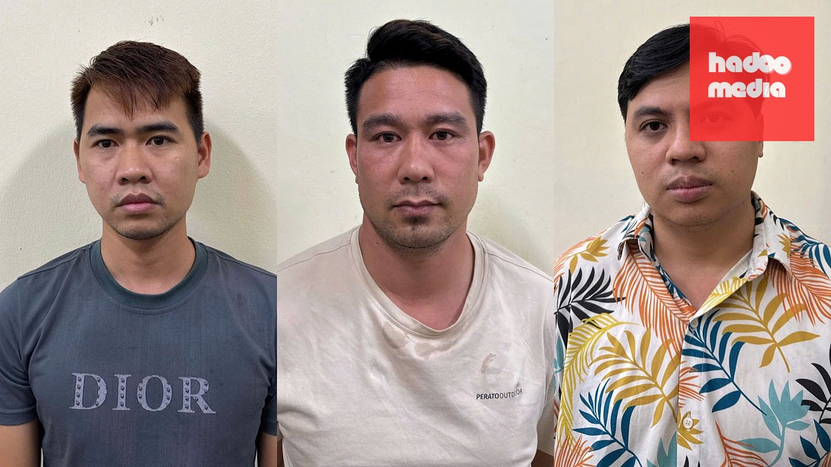 Các bị can Nguyễn Văn Hưng, Nguyễn Văn Phúc và Phan Quang Huỳnh (từ trái qua) - Ảnh: Công an cung cấp