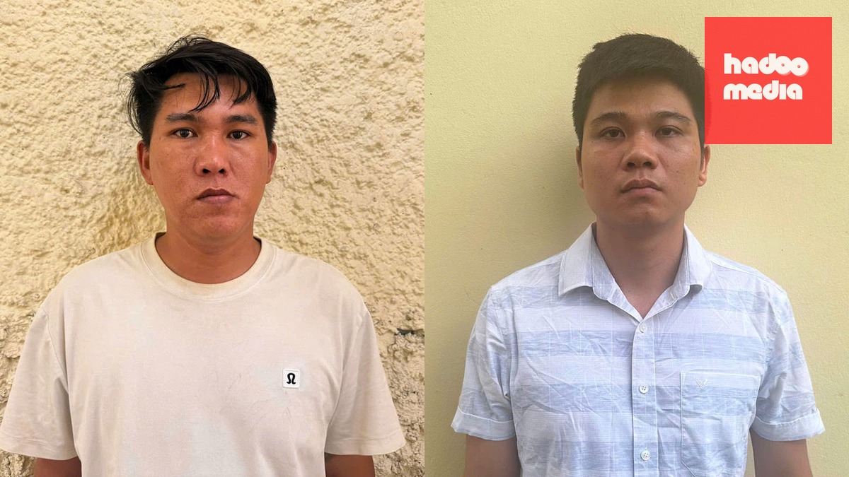 Bị can Trần Thanh Vũ và Đinh Đức Thắng (từ trái qua) - Ảnh: Công an cung cấp