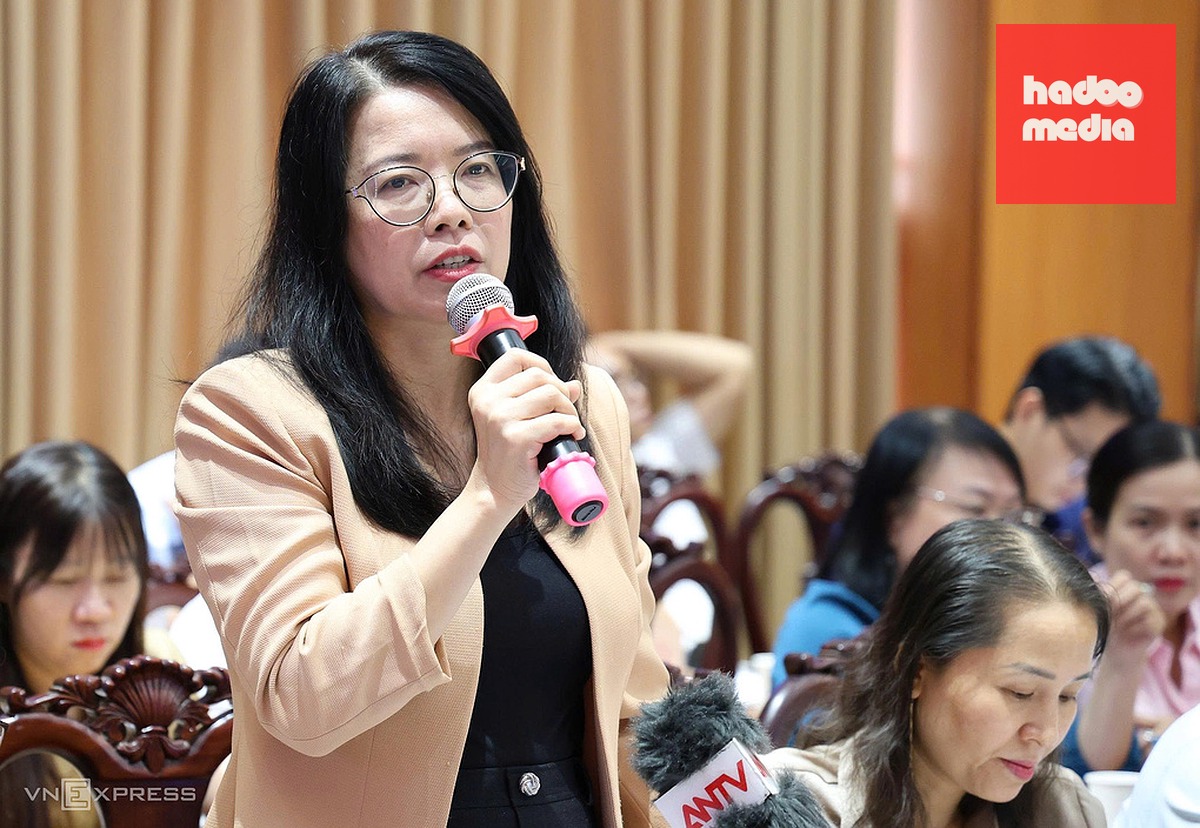 Bà Nguyễn Thị Ánh Hoa phát biểu tại hội nghị. Ảnh: An Phương