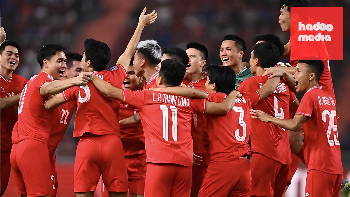 Việt Nam ăn mừng chiến thắng tại Rajamangala ở AFF Cup 2024. (Ảnh: VFF)