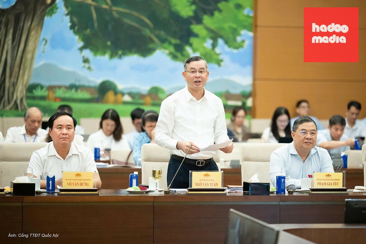 Bộ trưởng Tài chính Ngô Văn Tuấn trình Thường vụ Quốc hội chiều 20/8. Ảnh: Cổng TTĐT Quốc hội