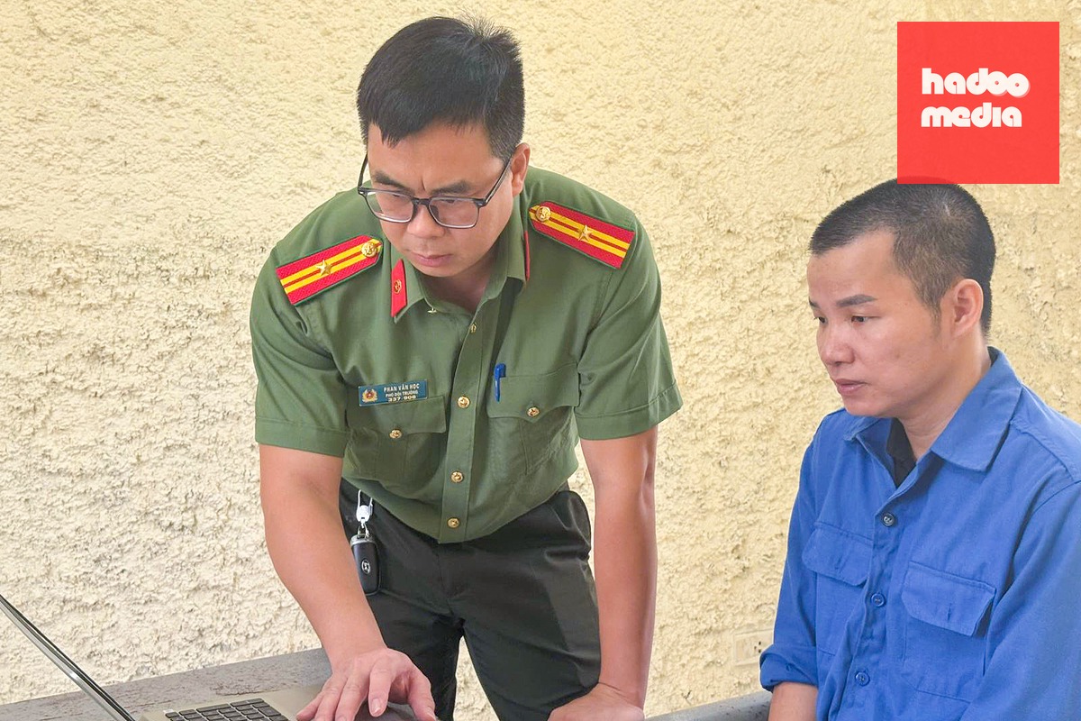 Cơ quan an ninh điều tra Công an tỉnh Bắc Ninh làm việc với Nguyễn Văn Quỳnh - Ảnh: CACC
