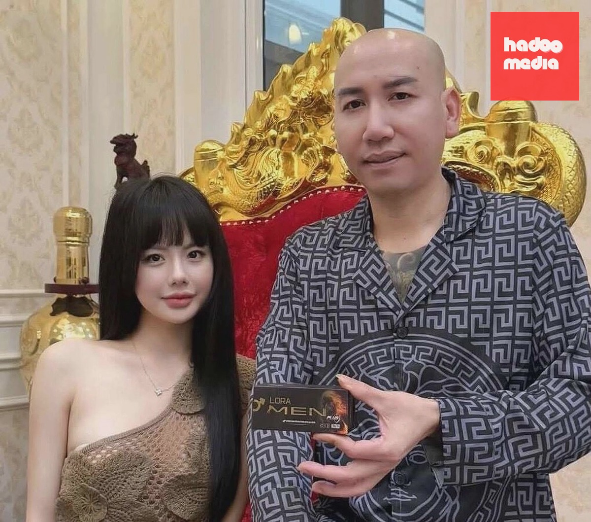 Hương và Phú Lê quảng cáo sản phẩm Laromen. Ảnh: FBVN