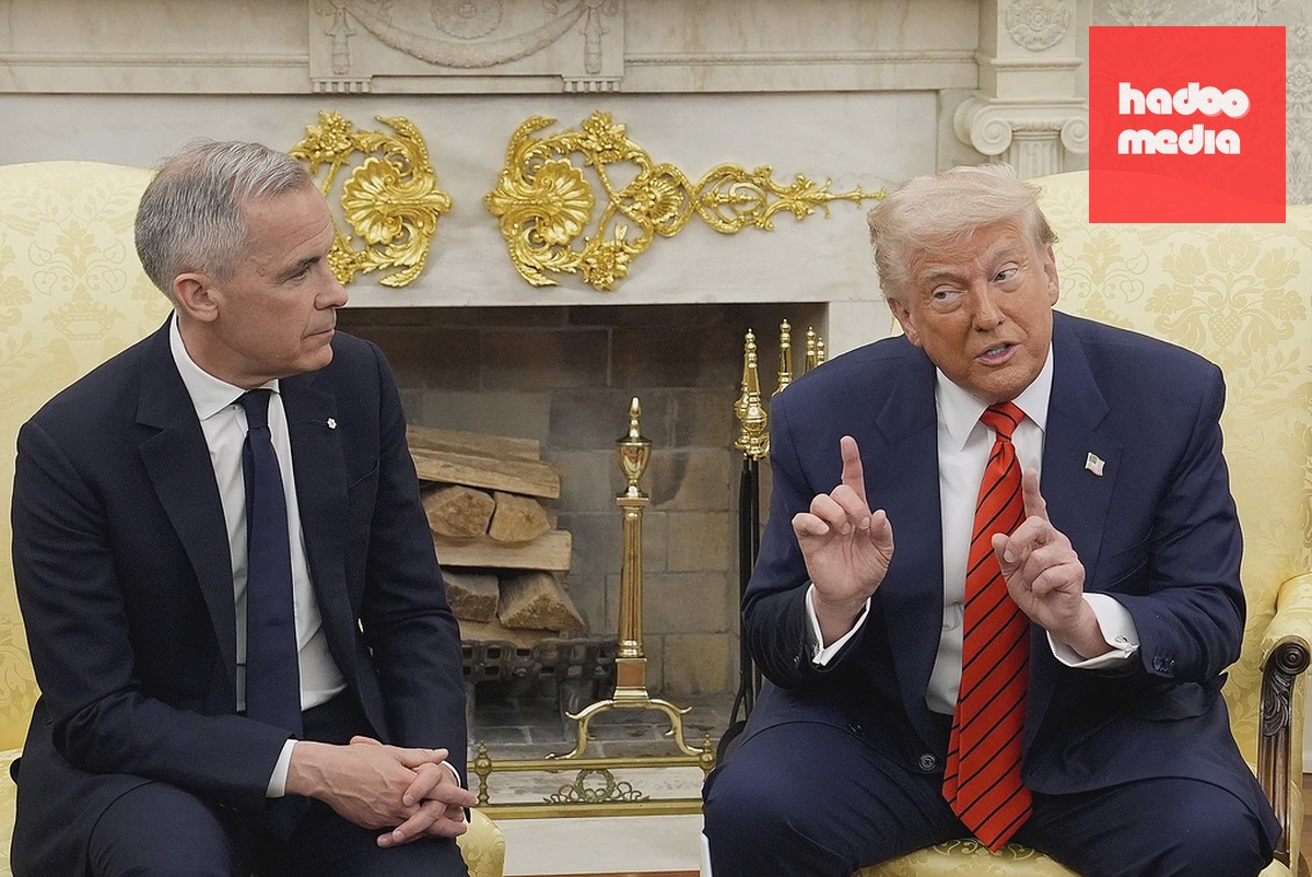 Thủ tướng Canada Mark Carney (trái) trao đổi với Tổng thống Mỹ Donald Trump tại Nhà Trắng ngày 6/5. Ảnh: AP