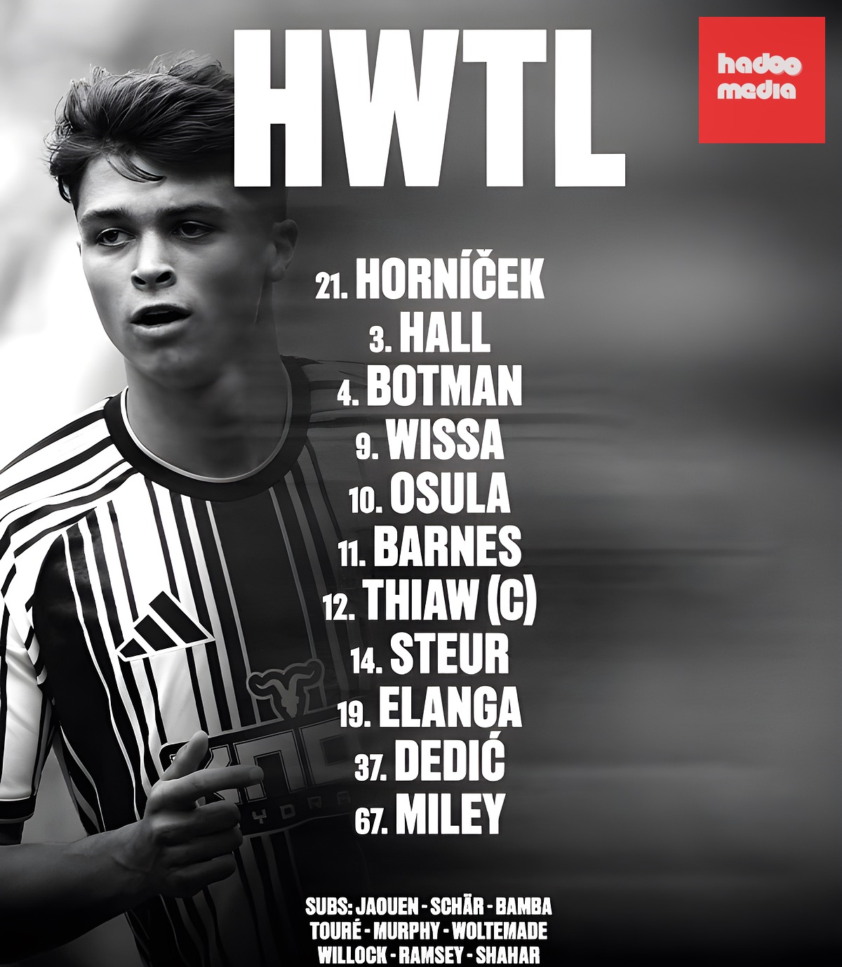 Đội hình ra sân của Newcastle. Ảnh: Tài khoản X của Newcastle.