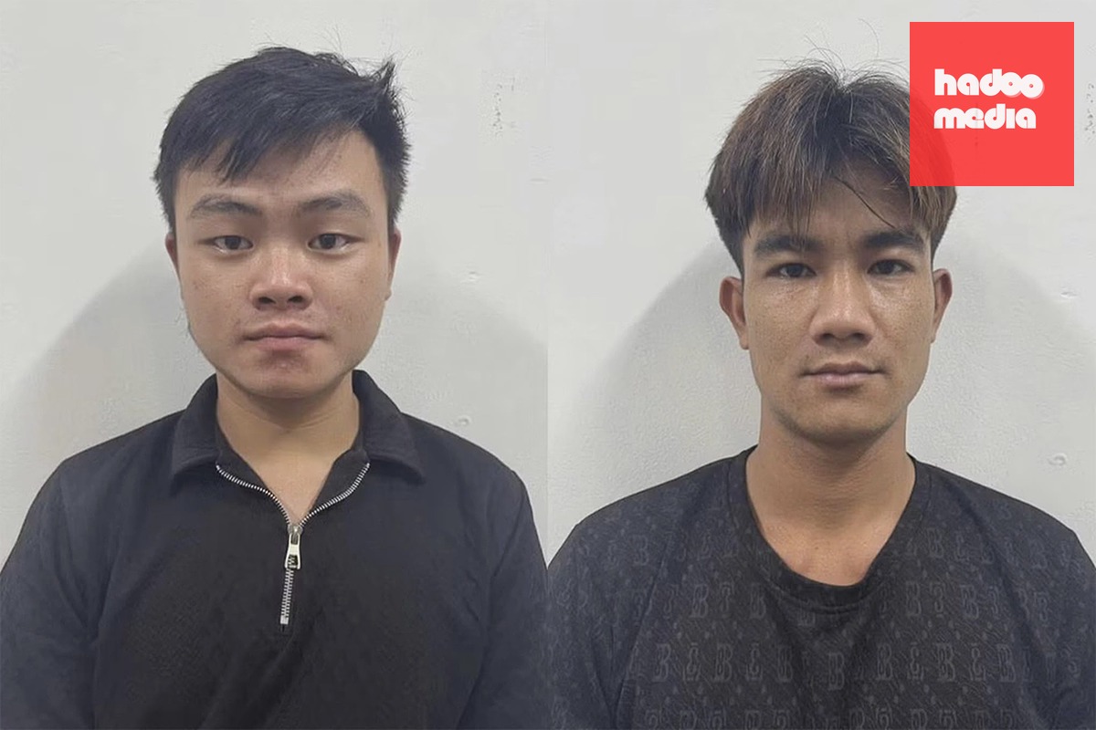 Nghi can Vũ Anh và An (từ trái qua) tại cơ quan điều tra. Ảnh: Công an cung cấp