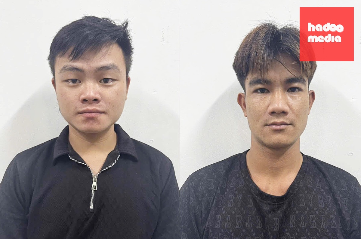 Hai nghi phạm An và Anh tại cơ quan công an - Ảnh: Công an cung cấp