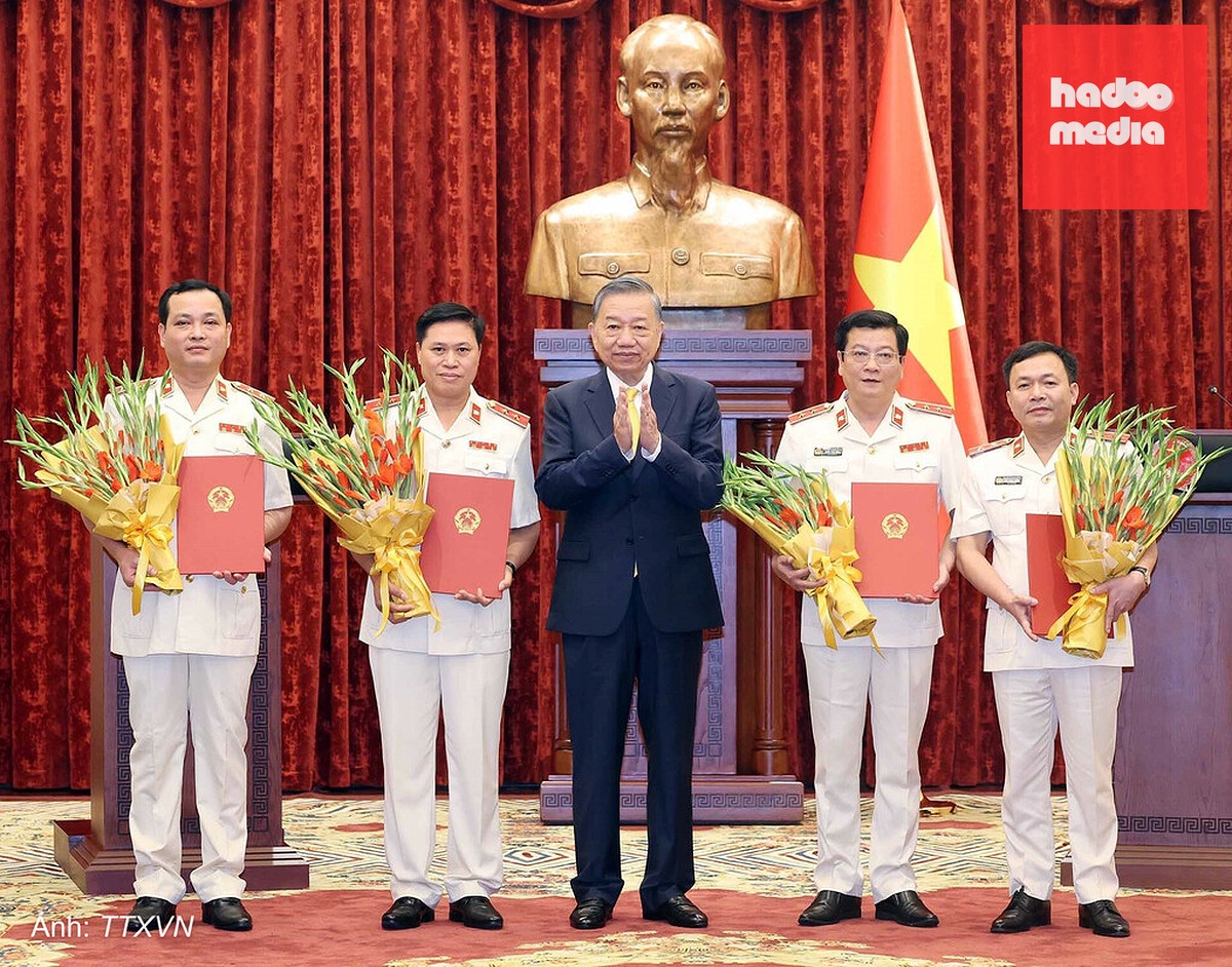 Tổng Bí thư, Chủ tịch nước Tô Lâm trao Quyết định bổ nhiệm chức danh Kiểm sát viên Viện Kiểm sát nhân dân tối cao, chiều 24/8. Ảnh: TTXVN