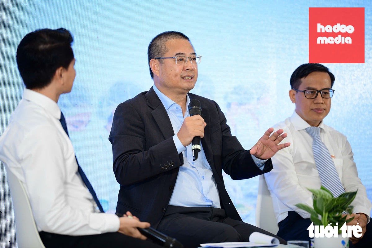 Ông Đào Hà Trung - Chủ tịch Hội Công nghệ cao TP.HCM - nhấn mạnh công nghệ là một trong những công cụ quan trọng hỗ trợ kiểm soát an toàn thực phẩm - Ảnh: QUANG ĐỊNH
