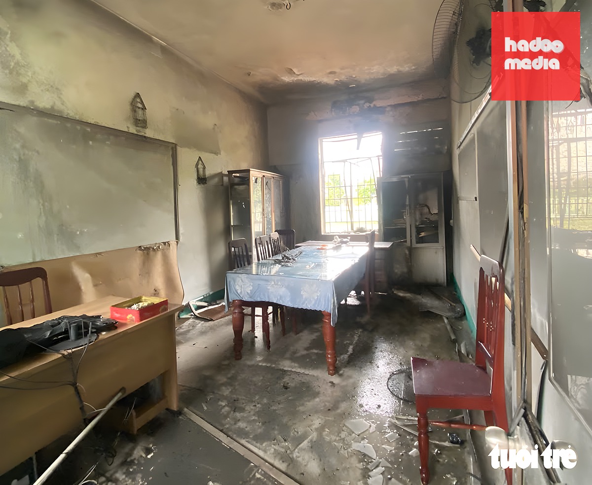 Hiện trường vụ cháy khiến thầy hiệu phó tử vong - Ảnh: Đ.C.