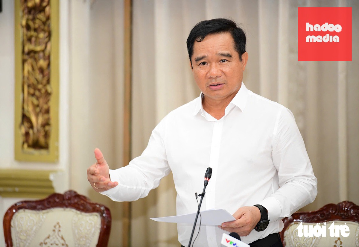 Chủ tịch UBND TP.HCM Nguyễn Văn Được phát biểu chỉ đạo tại cuộc họp kinh tế và xã hội tháng 8, nhiệm vụ tháng 9 - Ảnh: QUANG ĐỊNH