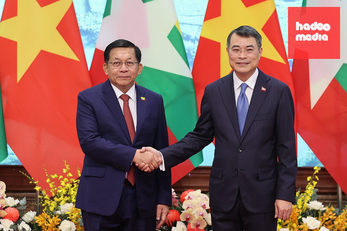 Thủ tướng Lê Minh Hưng và Tổng thống Myanmar Min Aung Hlaing - Ảnh: VGP