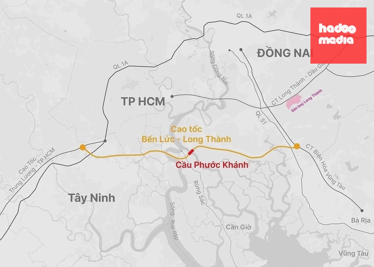 Hướng tuyến cao tốc Bến Lức - Long Thành. Đồ họa: Hoàng Thanh