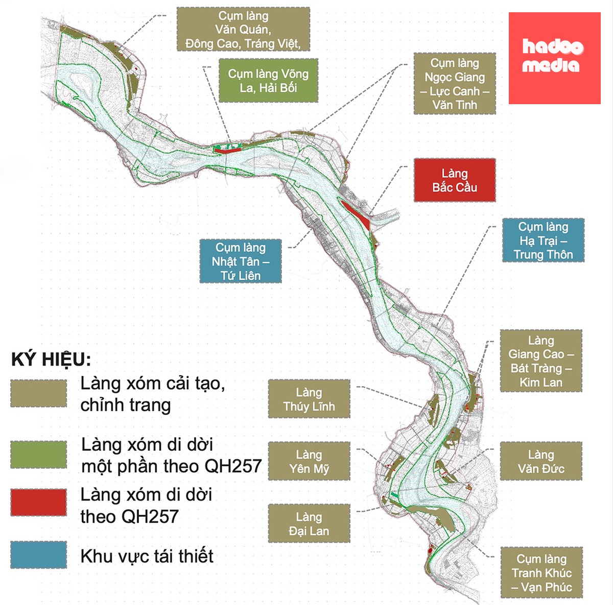 12 cụm làng thuộc diện di dời, tái thiết, chỉnh trang, cải tạo. Nguồn: UBND TP Hà Nội
