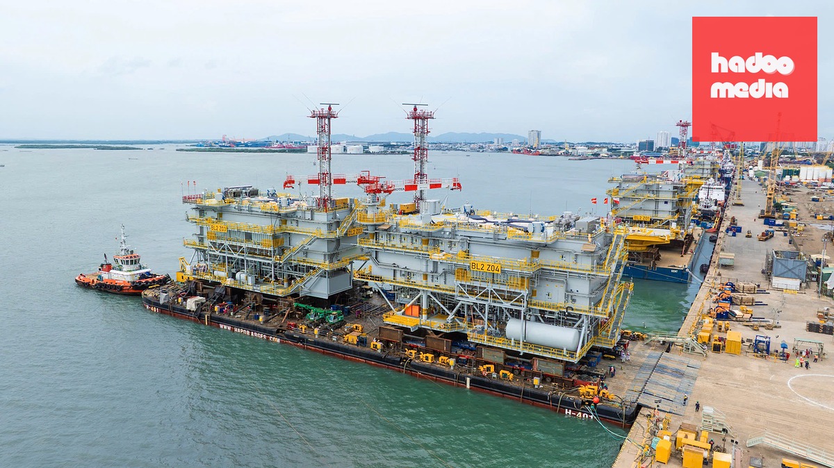 Bốn trạm biến áp của dự án Baltica 2 trên bãi chế tạo của PTSC M&C - Ảnh: Petrovietnam