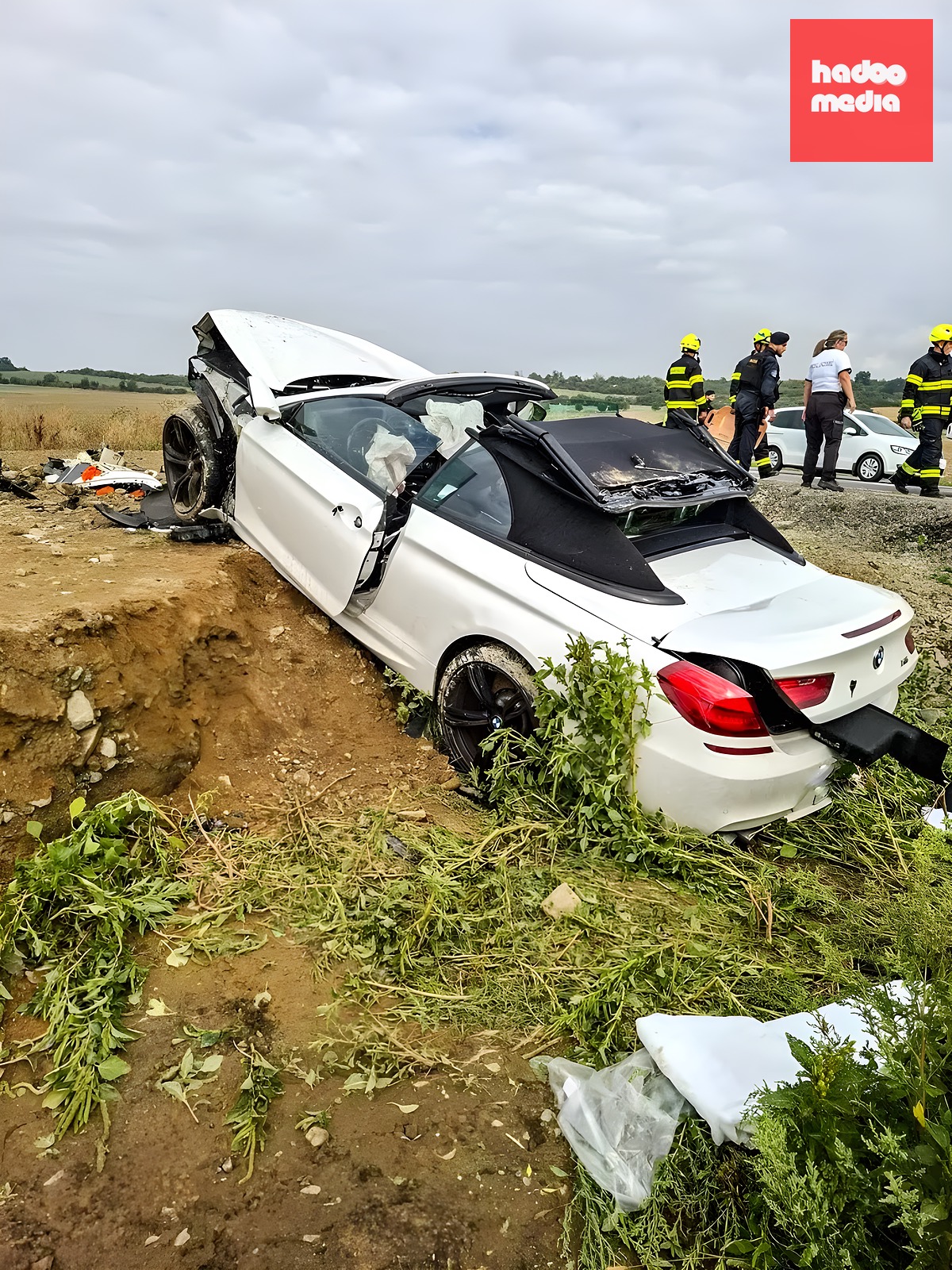 Nehoda kabrioletu BMW u Přerova