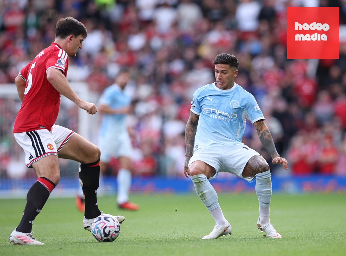 Harry Maguire – 6.3 điểm: Trung vệ người Anh chơi nỗ lực trong các pha không chiến. Anh nhận một thẻ vàng sau pha va chạm xô xát với Enzo Fernandez ở cuối trận. Ảnh: EPA.