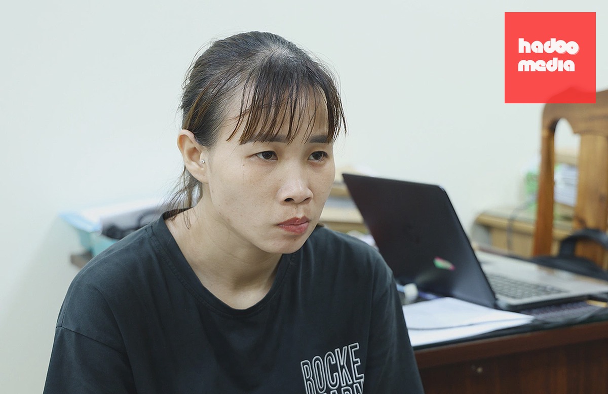 Nguyễn Thị Thanh Thảo tại cơ quan điều tra. Ảnh: Tiến Tầm