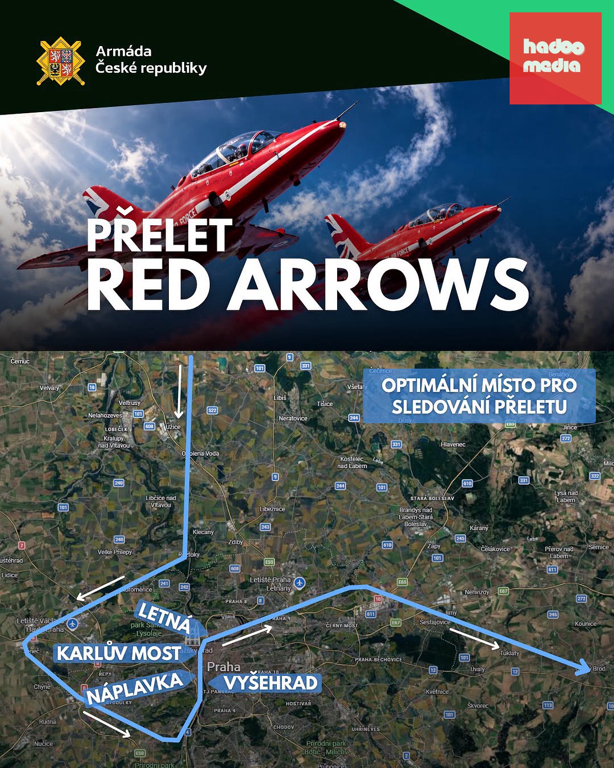 Đội bay Red Arrows trình diễn trên cầu Charles vào thứ Sáu này