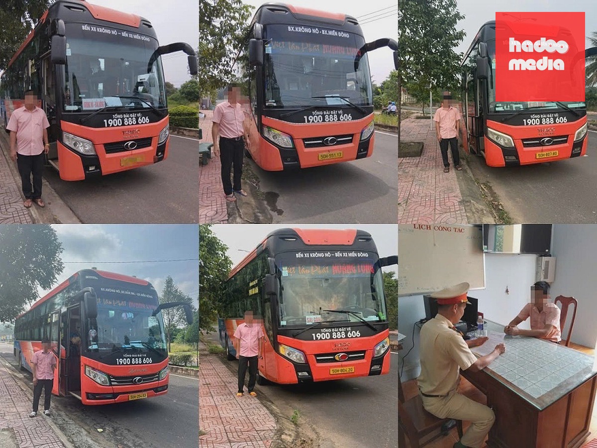 5 tài xế và phương tiện vi phạm. Ảnh: CSGT Lâm Đồng
