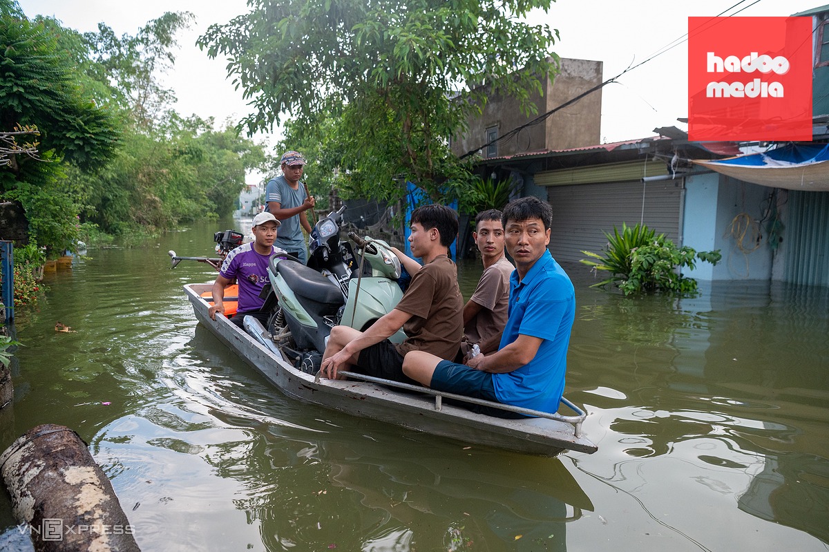 Biển nước ngập sâu bao trùm vùng trũng ngoại thành Hà Nội