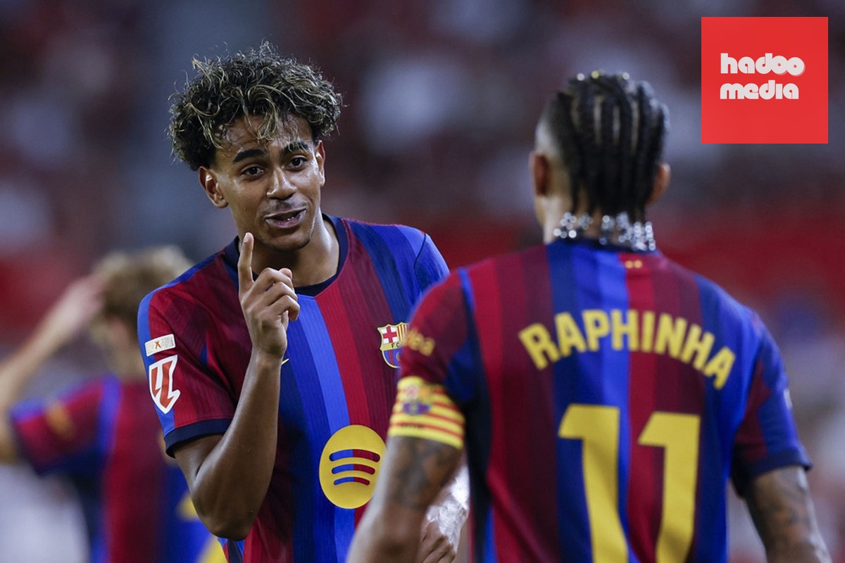 Yamal và Raphinha là đôi cánh lợi hại của Barca. Ảnh: EPA.