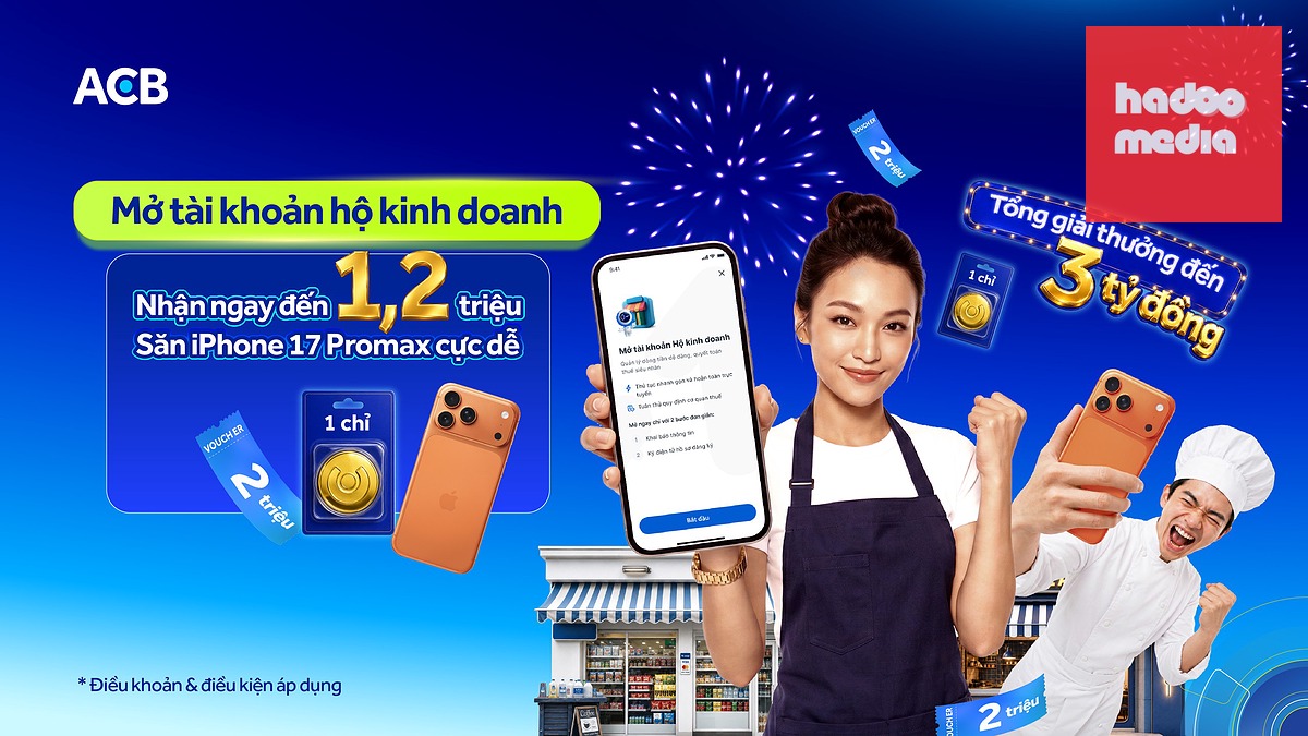 Thêm cơ hội nhận ưu đãi lên đến 1,2 triệu đồng cùng nhiều quà tặng giá trị dành cho khách hàng mới mở Tài khoản Hộ kinh doanh - Ảnh: DNCC
