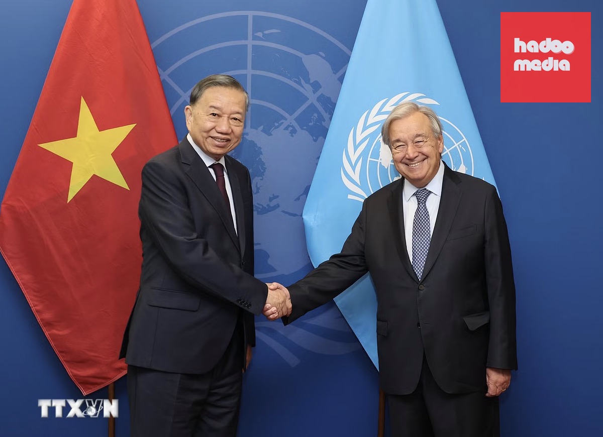 Tổng Bí thư, Chủ tịch nước Tô Lâm gặp Tổng thư ký Liên hợp quốc António Guterres ngày 23-9 tại Mỹ - Ảnh: TTXVN