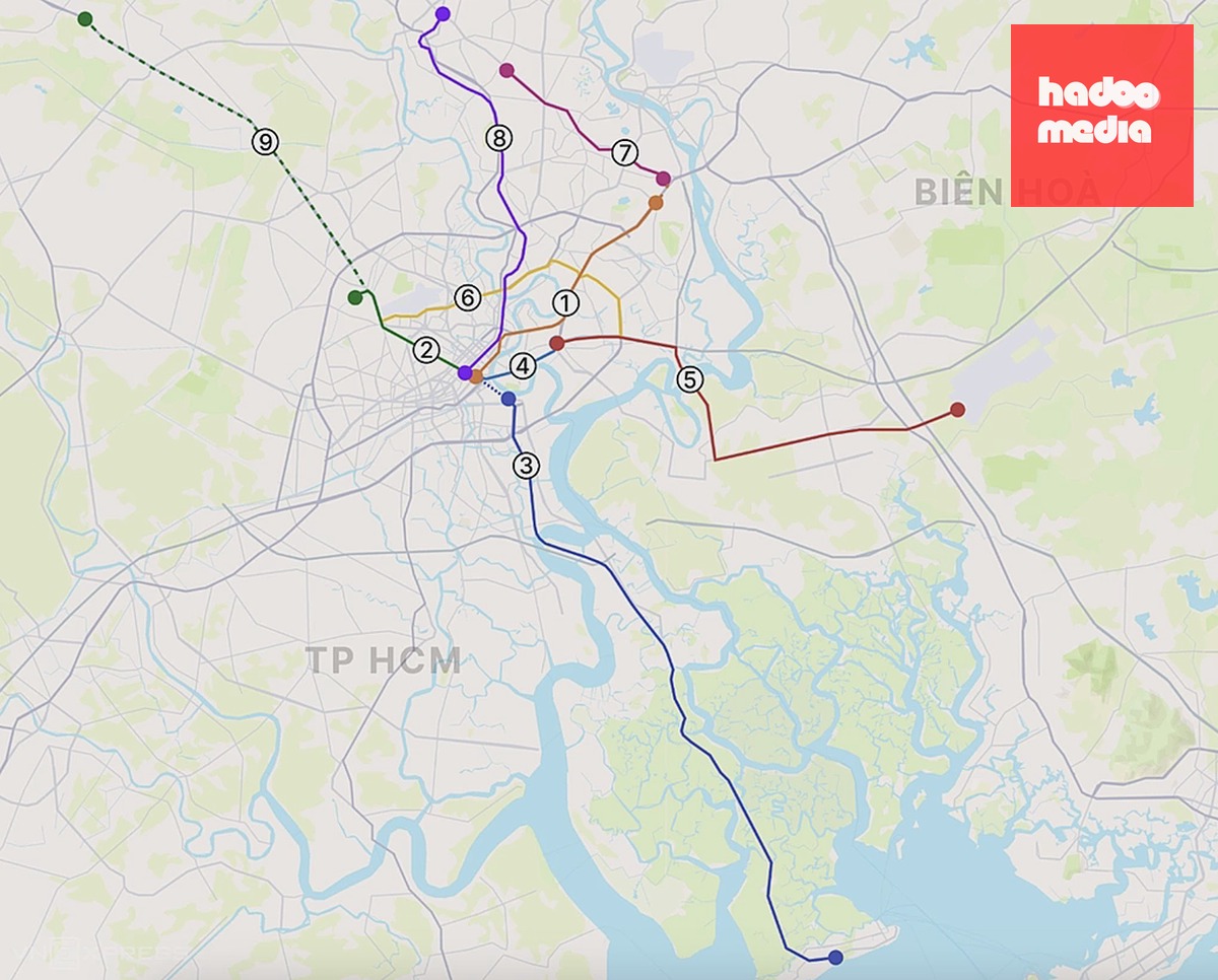 Mạng lưới metro ở TP HCM dự kiến đến năm 2030. Đồ họa: Khánh Hoàng