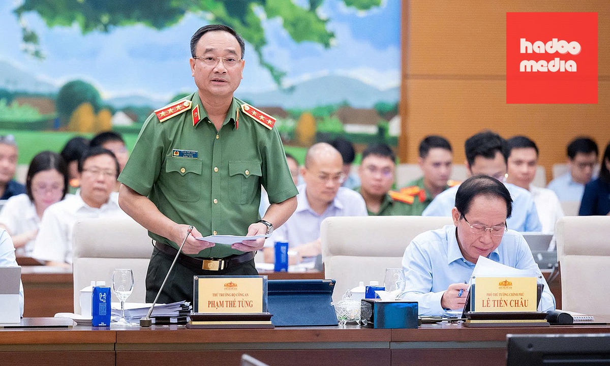 Thượng tướng Phạm Thế Tùng, Thứ trưởng Công an phát biểu tại phiên họp ngày 25/9. Ảnh: Cổng TTĐT Quốc hội