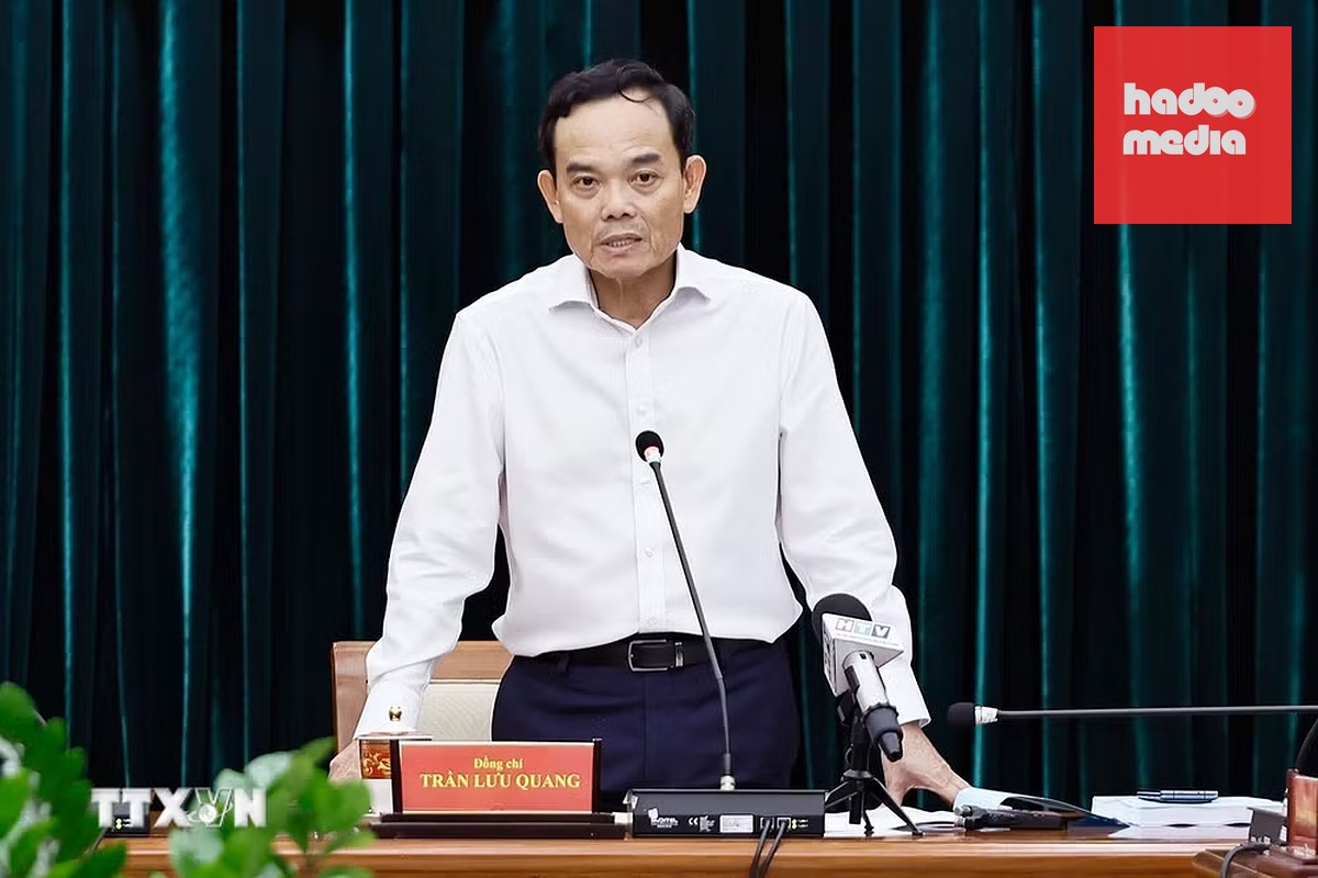 Bí thư Thành ủy TP.HCM Trần Lưu Quang phát biểu tại hội nghị - Ảnh: Doãn Tấn/TTXVN